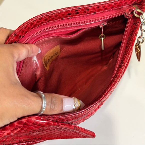 Vintage Morris Moskowitz Red Genuine Snakeskin Clutch Purse - Picture 5 of 5
